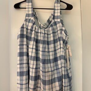 Caslon Blue and White Plaid Sleeveless Top NWT XL
